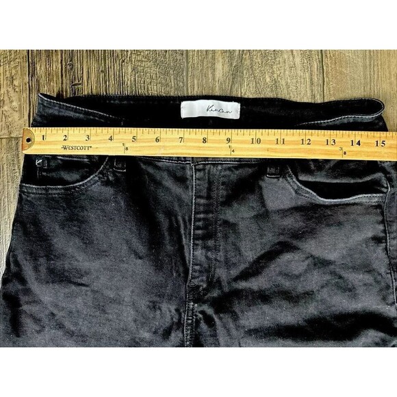KanCan Jeans Black Side Ankle Zipper Raw Hem Distressed Denim Womens Size 13/30 - Picture 3 of 7